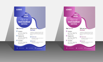 medical Flyer Template carve shape Flyer Circle Abstract Colorful concepts.
