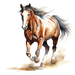 Horse running in watercolor design.