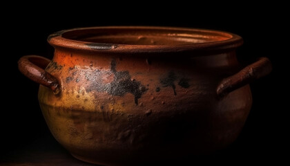 Earthenware bowl, antique jar, rustic jug, decorative urn, homemade pottery generated by AI