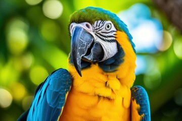 Fototapeta premium Blue and yellow macaw parrot.