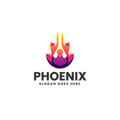 Vector Logo Illustration Phoenix Gradient Colorful Style