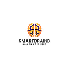Vector Logo Illustration Smart Brain Gradient Colorful Style