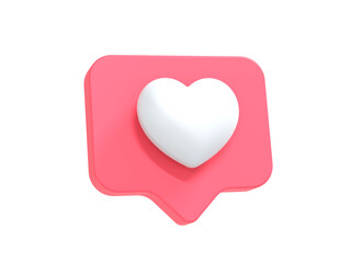 Love symbol for social media or web icon 3d render illustration