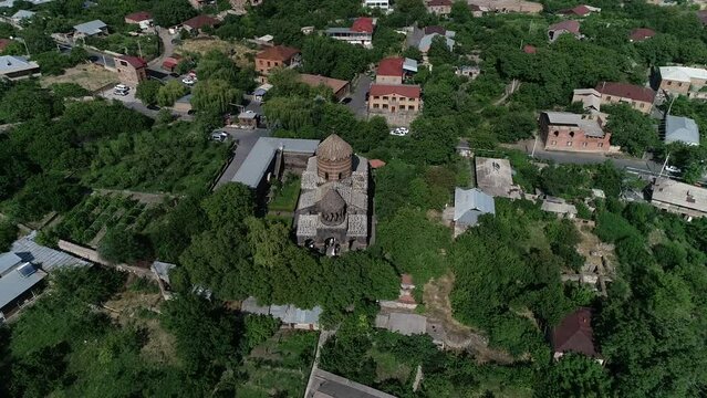 Drone footage of Saint Gevork Monastery of Mughni on a sunny day near Ashtarak, Aragatsotn, Armenia