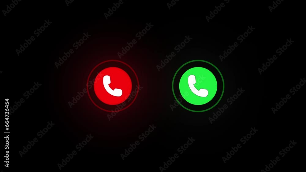 Poster red color call ending button and green accept button animation with black background.am_140