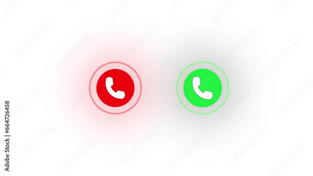 Poster call ending button and green accept button animation with white background.am_143