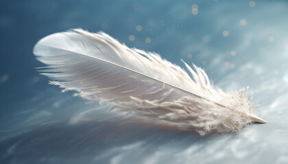 Feathered elegance in nature tranquility, flying with fragile freedom generated by AI
