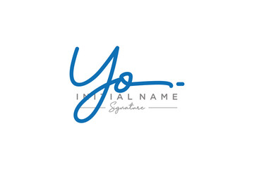 Fototapeta na wymiar Initial YO signature logo template vector. Hand drawn Calligraphy lettering Vector illustration.