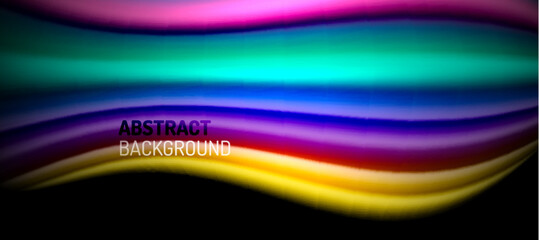 Rainbow color wave lines on black. Techno or business abstract background for posters, covers, banners, brochures, websites