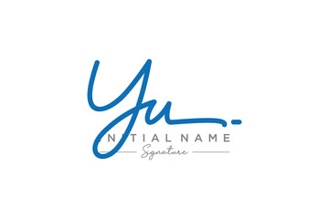 Initial YU signature logo template vector. Hand drawn Calligraphy lettering Vector illustration.