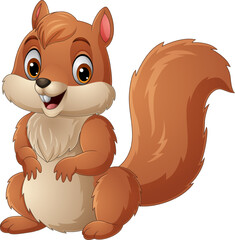 Cartoon happy squirrel on white background