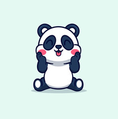 Naklejka premium panda cute background blue