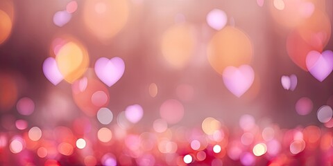Sweet, hearts with pink background . bokeh ligth and diamond dust. Valentine concept background. Generative AI