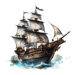 Ship isolated on white png transparent background