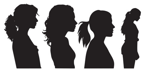 Set of silhouette of a girl vector illustration