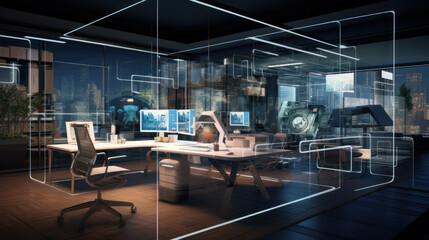 high-tech immersive customizable ar office interior
