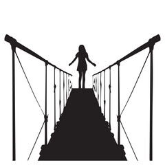 Girl on the stairs silhouette vector illustration