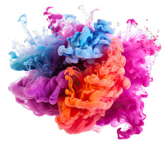 Colorful smoke explosion on white background png transparent 
