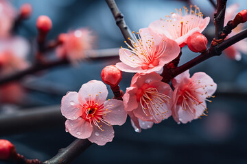 Peach blossom close-up background