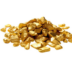 Gold Nuggets on white background png transparent 