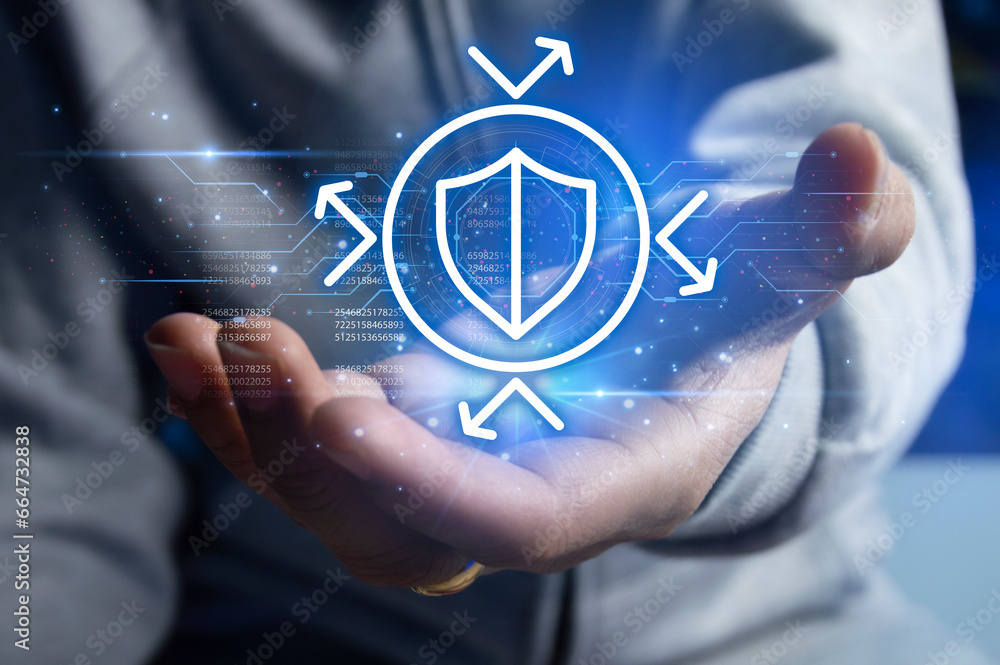 Poster cybersecurity concept, user privacy security and encryption, secure internet access future technolog