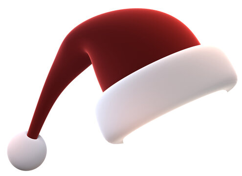 Santa Claus hat isolated on transparent. 3D illustration.