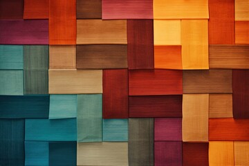 Vintage 70's Color Palettes: Interior Wall Design with Textured Fabric Surfaces, generative AI