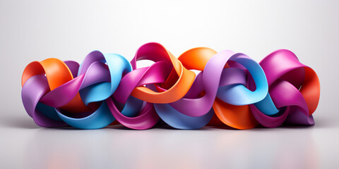 Waving ribbon of LGBT pride isolated on white background. 3d Rendering