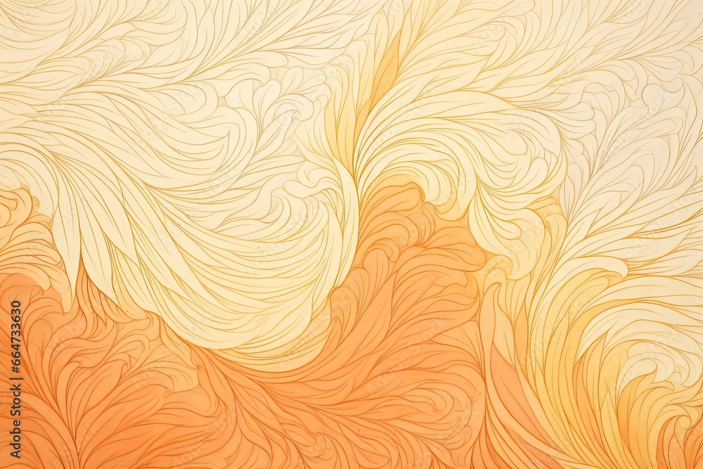 Poster apricot color fragment of artwork on paper with wavy pattern - stunning visuals of apricot tones in 