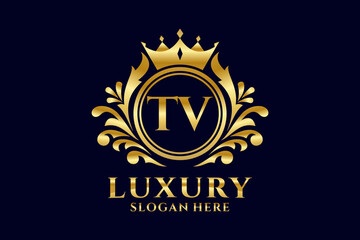 Initial TV Letter Royal Luxury Logo template in vector art for luxurious branding projects and other vector illustration.