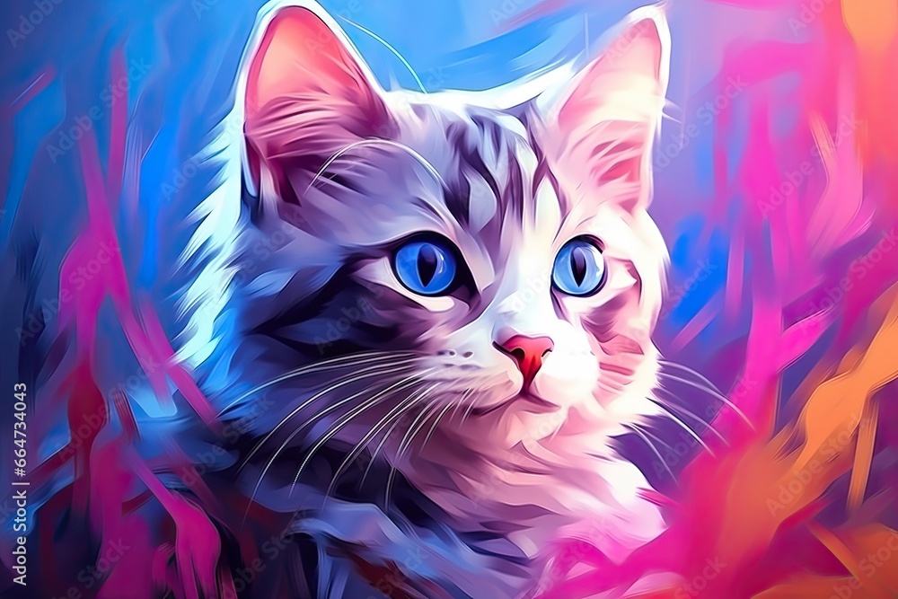 Poster bicolored cats: blurred background pattern - wallpaper with smooth gradient texture color, generativ