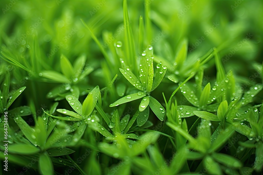 Poster clover green color: captivating dewy meadow texture for a refreshing visual experience, generative a