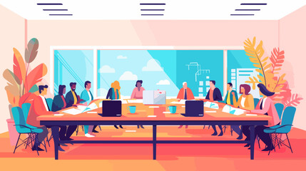 Concept vector illustration of business meeting. - obrazy, fototapety, plakaty