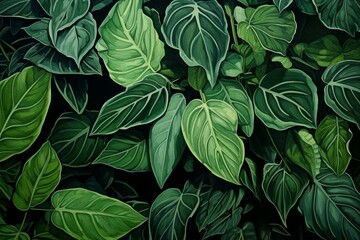Close-up of verdant foliage. Generative AI