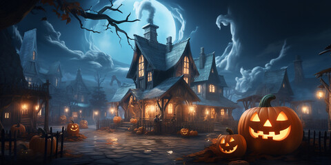 Halloween Scary ghost at night with a castle background 3d Rendering