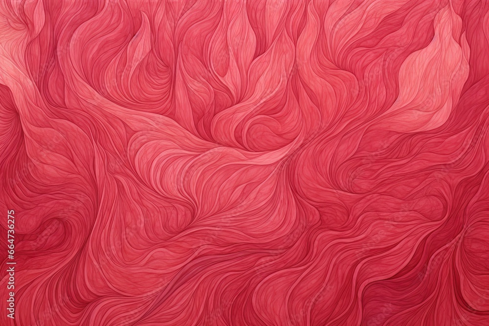 Poster crimson color fragment of artwork on paper with wavy pattern - vibrant and captivating design, gener
