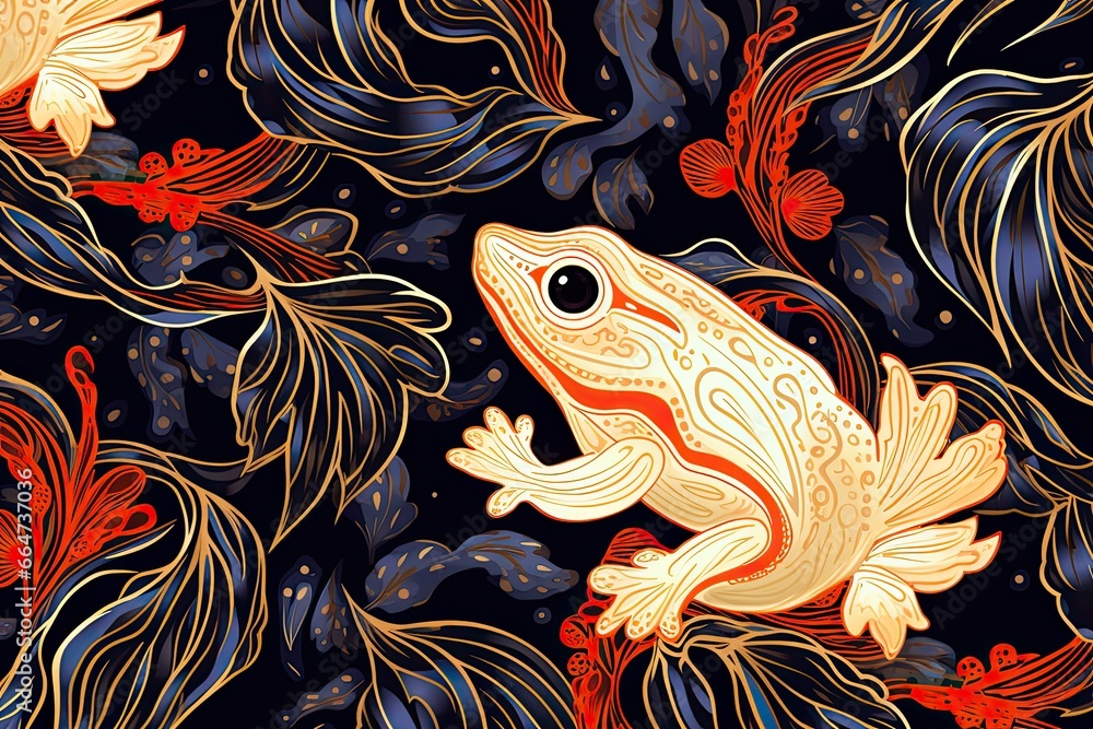 Poster frog color: fashionable and simple decorative patterns for a stylish touch, generative ai