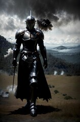 Fototapeta na wymiar Knight Hero in armor graphic asset use as RPG character use as HDR wallpaper album art and templates with cinematic realism