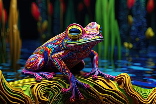 Frog Color Seamless Textile: Vibrant and Whimsical Frog Patterns for Stunning and Seamless Textile Designs, generative AI