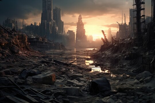 Dystopian city of the future 