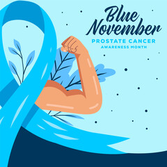 flat design Blue November prostate cancer Awareness Month illustration