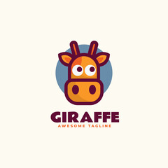 Vector Logo Illustration Giraffe Mascot Cartoon Style.