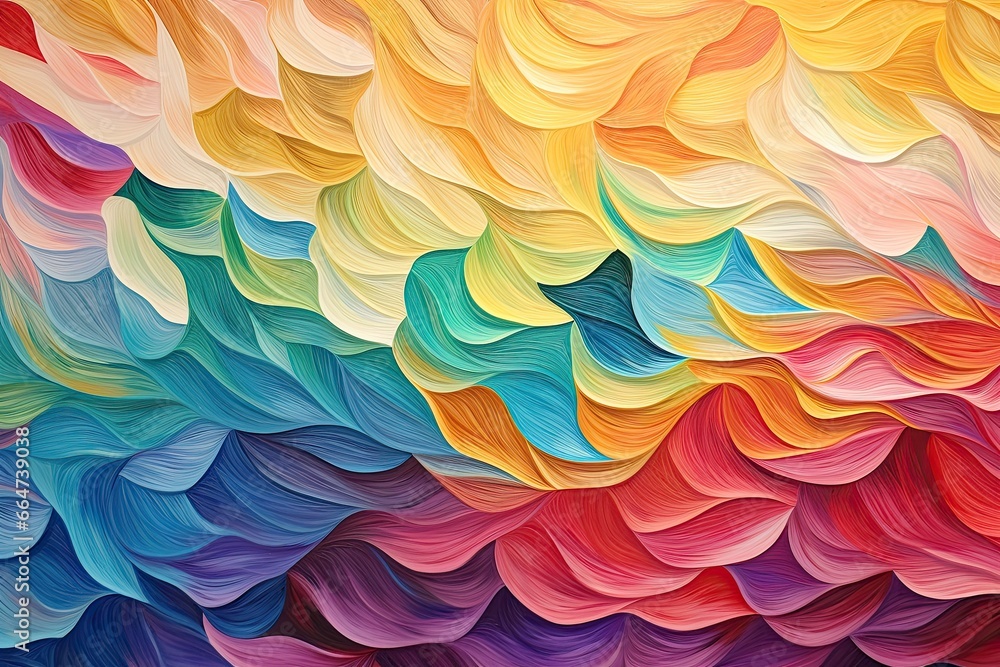 Poster multi colors background: vibrant fragment of paper artwork with wavy pattern, generative ai