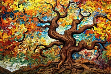 Oak Coloring: Abstract Art Background Colors | Vibrant and Captivating Digital Image, generative AI
