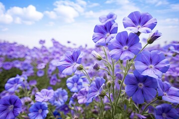 Periwinkle Color: Vibrant Blooming Flower Field Design for a Captivating Visual Experience, generative AI