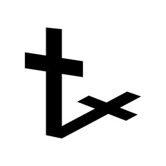 Black cross christian crucifix religion with shadow icon vector design