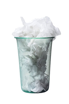 Plastic trash can with white background isolated PNG