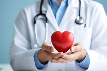 doctor holding heart, health care concept