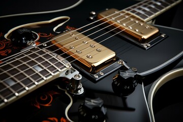 Fototapeta na wymiar Closeup view of a guitar. Generative AI