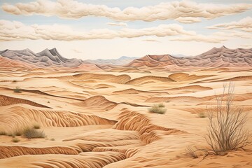 Sand Color Abstract Desert Landscape: Captivating Natural Beauty in Sand Tones, generative AI